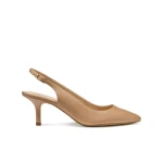حذاء كليوبي نسائي بيج بحزام خلفي مقدمة مدببة كعب منخفض مقاس 40 أوروبي - جيوكس