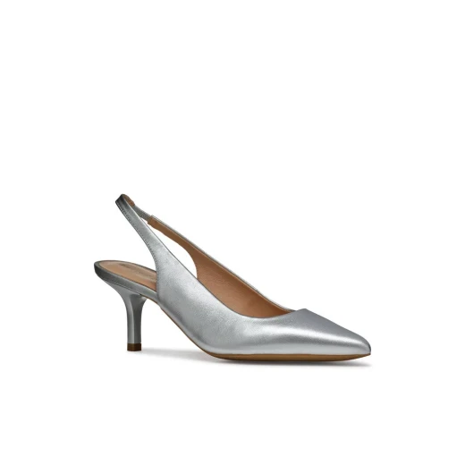 Kleopy Woman Slingback Pointed Toe Silver Metallic Leather 39 - Kleopy - Image 6