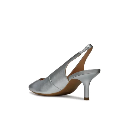 Kleopy Woman Slingback Pointed Toe Silver Metallic Leather 39 - Kleopy - Image 7