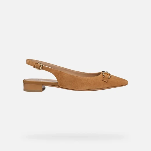 Geox Giselda 15 Women's Slingback Ballet Flats in Cognac Suede with Adjustable Strap and Metal Embellishment Size 37 Lightweight Breathable Design - Geox - Image 11
