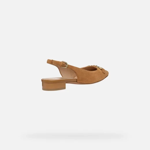 Geox Giselda 15 Women's Slingback Ballet Flats in Cognac Suede with Adjustable Strap and Metal Embellishment, Size 39, Lightweight and Breathable Design - Geox - Image 13