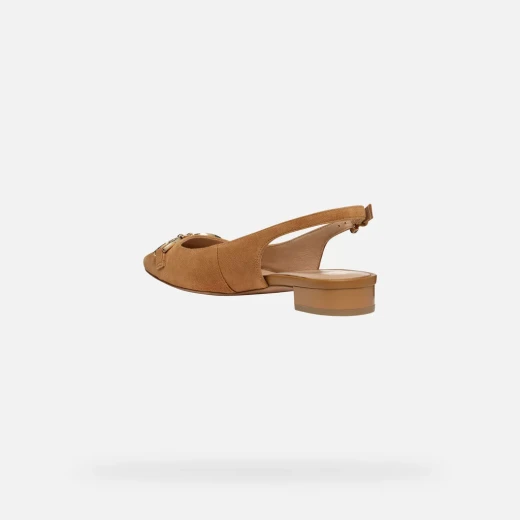 Geox Giselda 15 Women's Slingback Ballet Flats in Cognac Color, Featuring a Polished Suede Upper, Adjustable Strap, and Metal Embellishment, Available in Size 36 - Geox - Image 3