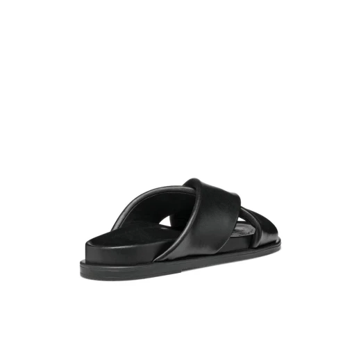 صنادل أديلش النسائية المسطحة باللون الأسود، مقاس 36، بتصميم عصري وأشرطة منسوجة، مصنوعة من جلد نابا الناعم، مثالية للارتداء اليومي، تصميم مريح - جيوكس - Image 4