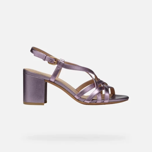 VIRNILISA 65 S Women's Sandals Metallic Leather Lilac Block Heel 36 - Geox - Image 8