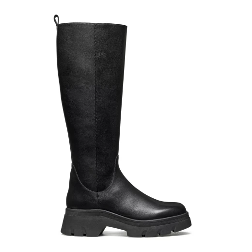 Pluette Woman Black Boots Featuring Contemporary Chunky Sole, Crafted From Leather Effect And Tumbled Leather, Size 38, Perfect For City Outfits - Geox - Image 2