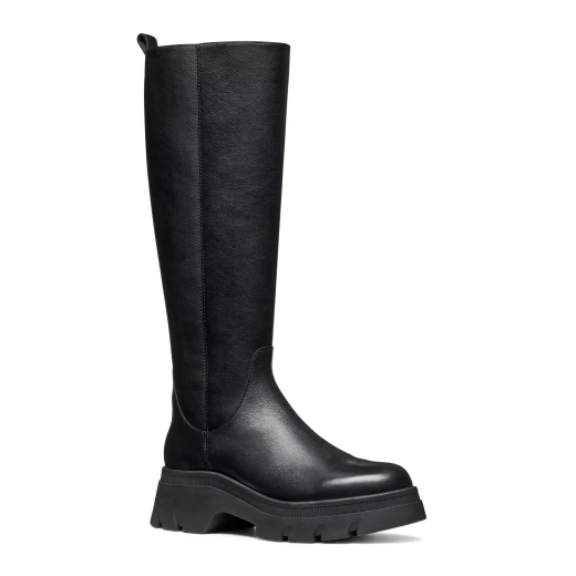 Pluette Woman Boots Black Chunky Sole Leather Effect Tumbled Leather 39 Stylish Everyday City Life Outfit Boots Comfortable Durable D565ME.05446.C9999 - Geox - Image 3