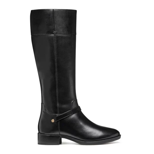 Felicity Woman Leather Boots Side Zip 41 Black Comfortable Breathable Everyday Footwear Perfect For Day To Day Looks Stylish Design Made From High Quality Materials - Geox - Image 2