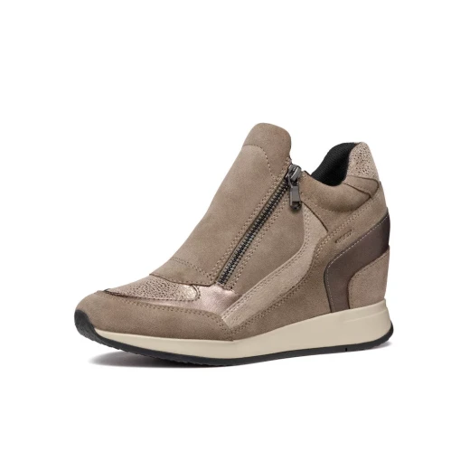 Geox NYDAME Woman's Mid Cut Taupe Sneaker with Side Zip and Wedge Heel Comfortable Breathable Design Size 41 - Geox - Image 11