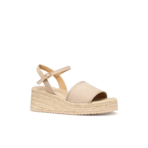 Alemeria Woman Wedge Sandals Taupe Suede Fabric 39 City Holiday - Geox - Image 3
