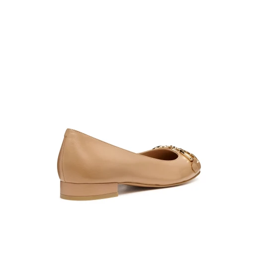 Virnilisa B Women's Ballerina Flats Beige Nappa Leather Size 41 Lightweight Breathable Bon Ton Style Perfect For City Outings From Office To Aperitifs D653KB 000TU C5000 - Geox - Image 4