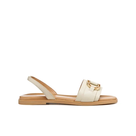 Naileen Woman Papyrus Leather Flat Sandals 40 Lightweight Breathable - Geox - Image 2