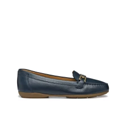 Annytah Moc Women's Loafers Navy Blue Tumbled Leather Casual Shoes Size 37