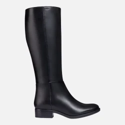 Geox Felicity Women's Black Leather Boots Breathable Comfort Enhanced with Memory Foam Insole and Superior Grip Size 40