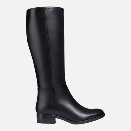 Geox Felicity Women's Black Leather Boots Breathable Comfort Enhanced with Memory Foam Insole and Superior Grip Size 40