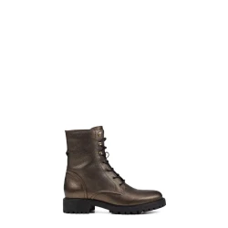 Geox Hoara Women's Ankle Boots in Lead Metallic Leather, Featuring a Contemporary City Design, Comfortable Fit, and Durable Construction, Size 37 for Stylish Everyday Wear