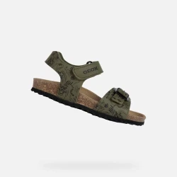 Geox Ghita Boy Military Sandals Army Green Black Summer 36 Lightweight Breathable Comfortable Kids Shoes Easy Match Outfits Leisuretime Wardrobe Durable