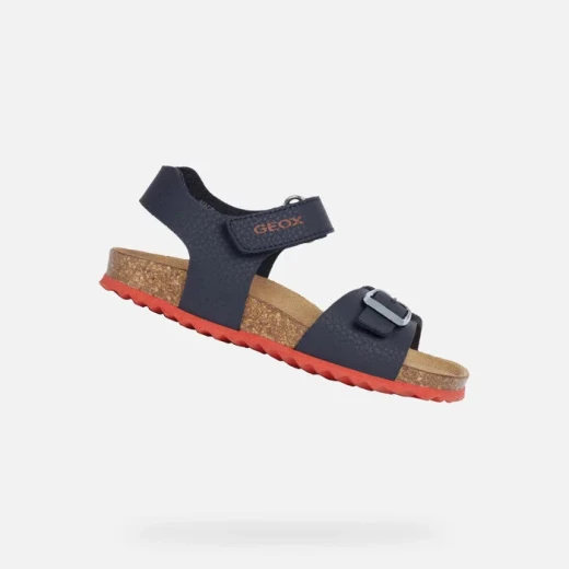 Geox Ghita Boy Navy Blue Open Toe Sandals for Boys Lightweight Nubuck Effect with Red Accents Size 31 Breathable and Adjustable Perfect for Adventures