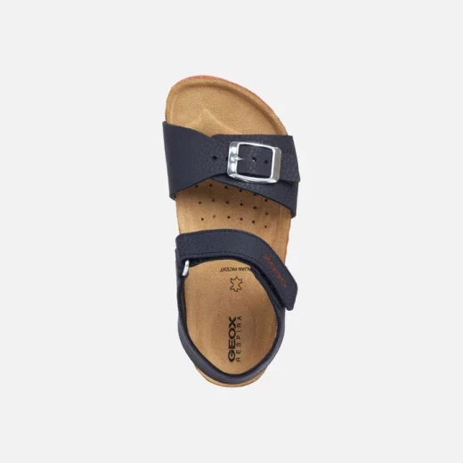 Geox Ghita Boy Navy Blue Open Toe Sandals for Boys Lightweight Nubuck Effect with Red Accents Size 31 Breathable and Adjustable Perfect for Adventures - Geox - Image 4