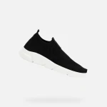 Geox Aril Boy Junior's Black Sneakers Size 37 Lightweight Breathable Flexible Design for Casual Everyday Wear with Knitted Effect Upper and White Sole Comfortable for Active Kids - Aril
