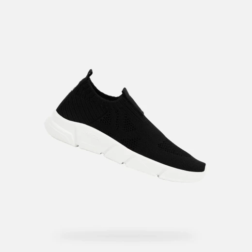 Geox Aril Boy Sneakers Black Junior's Lightweight Breathable Shoes 31 Size Knitted Effect Upper White Sole Easy On and Off Comfortable Everyday Wear - Aril boy - Image 2