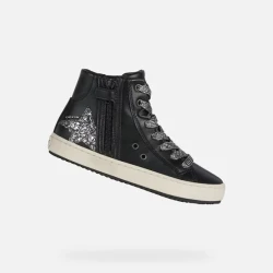 Geox Kalispera Girl's Sneakers Black Leather Effect Breathable Flexible Outsole Urban Design Size 36 Comfortable Stylish J044GA.000BC.C9244