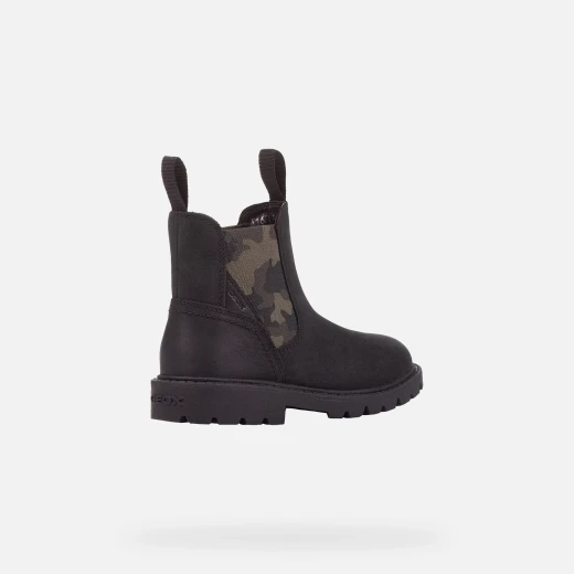 Geox Shaylax Girl Junior's Ankle Boot in Black Leather, Size 29, Breathable and Stylish Chelsea Boot Design for Everyday Wear, Army Green Accents, Durable Lug Sole - Geox - Image 4