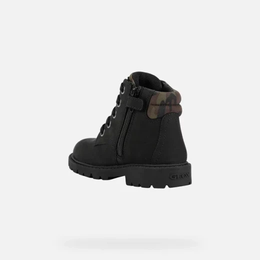 Geox Shaylax Boy Junior Ankle Boots Black Leather and Camouflage Design with Lace Up Closure Breathable Lightweight Footwear Size 34 Ideal for School and Weekend Outfits - Geox - Image 4