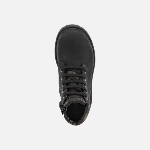 Geox Shaylax Boy Junior Ankle Boots Black Leather and Camouflage Design with Lace Up Closure Breathable Lightweight Footwear Size 34 Ideal for School and Weekend Outfits - Geox - Image 5
