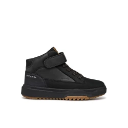 Geox Bunshee ABX Boy's Waterproof Ankle Boots Black Waxed Leather Nubuck 28 Casual Winter Footwear