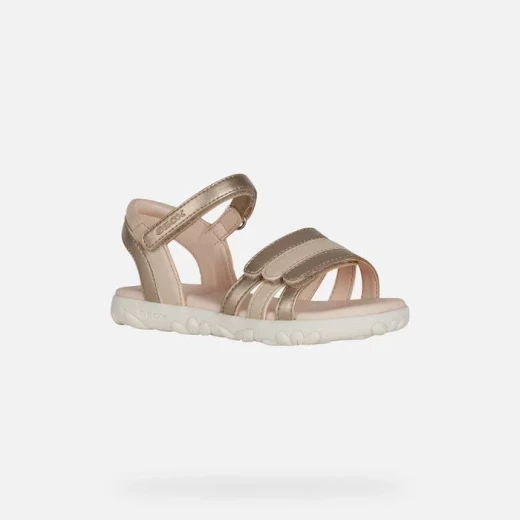 Geox Haiti Girl's Open Toe Sandals Platinum Silver 35 Featuring Adjustable Design and Breathable Construction for Girls Pearlescent Leather Effect Lightweight Comfort - Geox - Image 3