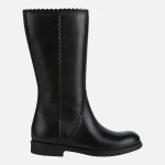 Geox Agata Girl's Black Leather Boots Size 35 for Girls. Ultra Comfortable Winter Footwear with Breathable Design, Easy Entry and On Trend Styling. Item Code J2649B.00043.C9999 - Geox