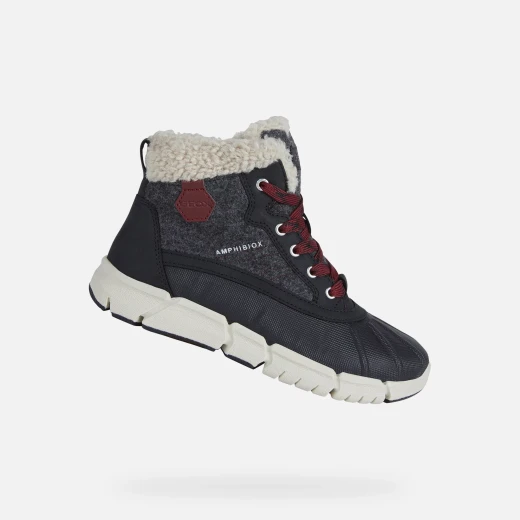 Geox Flexyper ABX Boy's Waterproof Ankle Boots in Grey, Size 34. Perfect for Outdoor Adventures and Cold Weather Protection