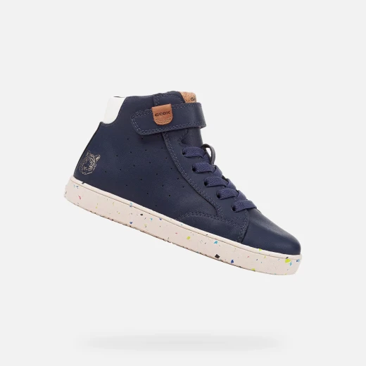 Geox Kethe Boy Navy Junior Sneakers Sustainable Recycled Leather Mid-Cut Breathable Design Comfortable for School Leisure Time Uniform Outfits Size 35 Fast Delivery Easy Exchange - Kethe boy - Image 2
