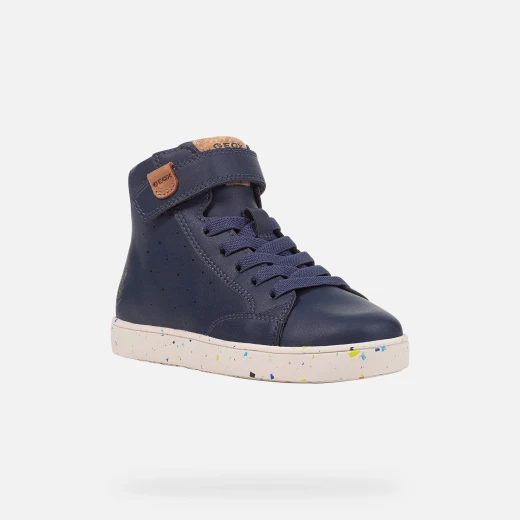 Geox Kethe Boy Navy Junior Sneakers Sustainable Recycled Leather Mid-Cut Breathable Design Comfortable for School Leisure Time Uniform Outfits Size 35 Fast Delivery Easy Exchange - Kethe boy - Image 3