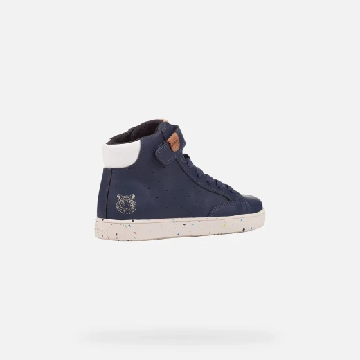 Geox Kethe Boy Navy Junior Sneakers Sustainable Recycled Leather Mid-Cut Breathable Design Comfortable for School Leisure Time Uniform Outfits Size 35 Fast Delivery Easy Exchange - Kethe boy - Image 4