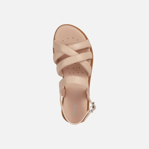 Geox Karly Girl Flat Sandals Nude 37 Crossover Straps Breathable - Geox - Image 5