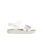 Geox Costarei Girl Sandals White Leather Effect Breathable Adjustable Comfort Fit Sandals for Girls Size 28 Perfect for Casual Chic Looks Fast Delivery and Easy Exchange - Geox