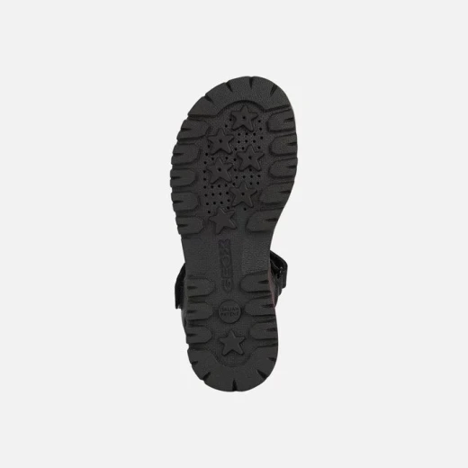 Geox Starblush Girl's Open Toe Sandals Black Lightweight Cushioned Footwear Adjustable Straps Casual Chic Style Leather Effect Material Perfect For Summer Wear Size 29 For Girls - Geox - Image 6
