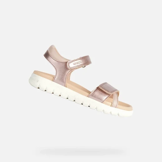 Geox Soleima Girl's Open Toe Sandals in Antique Rose Color Lightweight Comfort 35 Pearlescent Leather Effect Material Easy Slip On For Girls Geox Soleima Girl's Open Toe Sandals in Antique Rose Color Lightweight Comfort 35 Pearlescent Leather Effect Material Easy Slip On For Girls