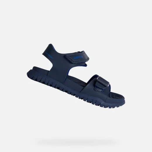 Geox Fusbetto Boy Junior Navy Sandals Water Resistant Open Toe Buckle Ankle Strap Quick Drying Leather Effect 28. Lightweight Breathable Design for Adventurous Jaunts - Geox - Image 2