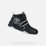Geox Perth Boy Junior Sneakers Black Panther Edition Mid-Cut Basketball Style Avengers Collaboration 29 Featuring Riptape Fastening and Elasticated Lacing Sporty Casual 159 chars - Perth boy