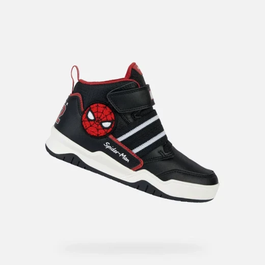 حذاء رياضي متوسط ​​الطول Geox Perth Junior SpiderMan أسود بتفاصيل حمراء مقاس 34 تنفسي إغلاق بشريط فيلكرو أحذية رياضية عادية للأطفال - بيرث - Image 2