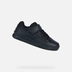 Geox Perth Boy Sneakers Black 29 Lightweight Breathable Sporty Design Tumbled Leather Effect Nylon Comfortable School Athleisurewear 29 Size