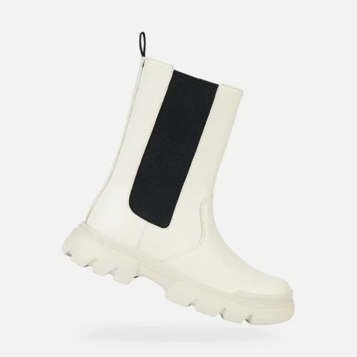 حذاء الكاحل جيوكس جونييت للبنات جلد أبيض عاجي لوحة مرنة سوداء 35 حذاء الكاحل جيوكس جونييت للبنات جلد أبيض عاجي لوحة مرنة سوداء 35