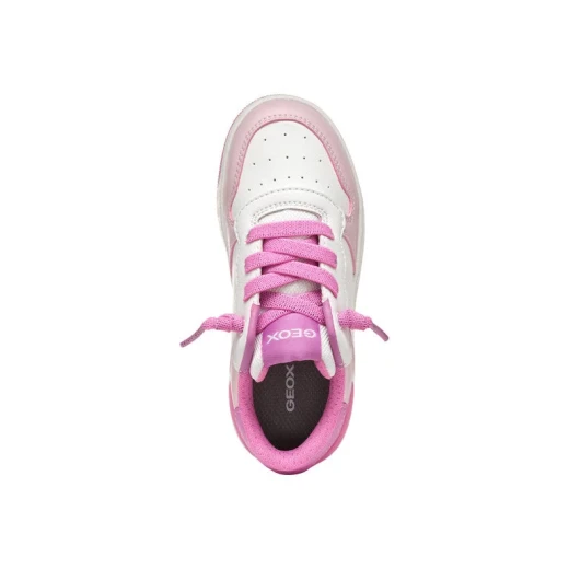 Washiba Girl Pink Sneaker 35 for Little Girls Leather Effect Nylon Upper Everyday City Styling School Appropriate Outfits Leisure Activities Comfortable Fit Durable Design - Geox - Image 3
