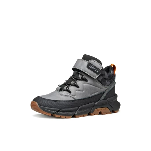 Geox Flexyper Plus Boy Waterproof Ankle Boots Grey Size 31: Durable Waxed Leather Effect and Printed Nylon Design for Rainy Day Play and Everyday Wear. Item J36LCG.0MEMN - Geox - Image 4