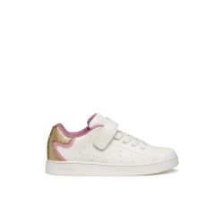 Geox Eclyper Girl Sneakers White Glitter Patent Leather Effect Low Cut Sporty Chic Design Girls' Shoes Size 37 Comfortable and Adjustable