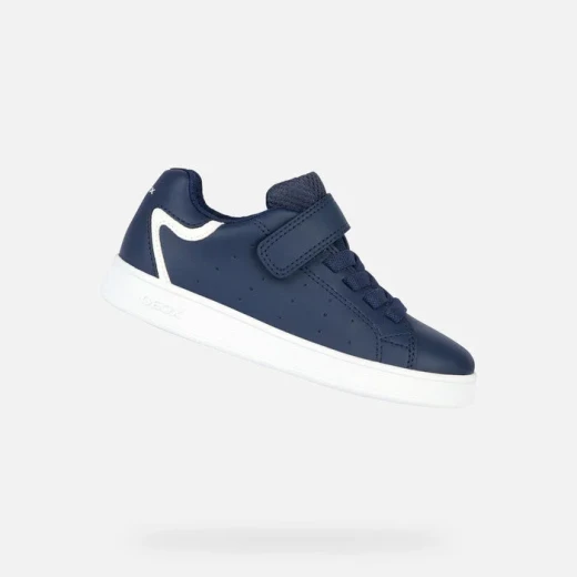 حذاء رياضي للأطفال Geox Eclyper Boy Navy حذاء رياضي خفيف الوزن مسامي منخفض القطع على طراز ملعب تنس مع جزء علوي من الجلد الصناعي رباط مرن مقاس 37 لارتداء غير رسمي سهل ومريح - Image 2