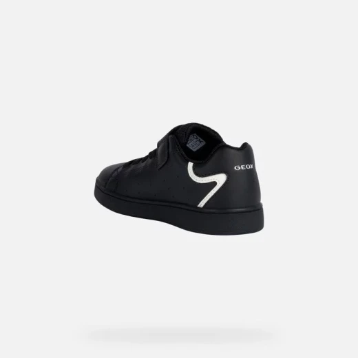Geox Eclyper Boy Junior Sneaker Black 28 Lightweight Breathable Low Cut Tennis Court Style Casual Shoe with Elastic Lacing and Riptape Closure for Easy Foot Entry - Geox - Image 4
