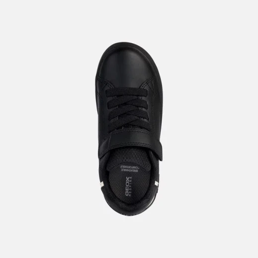 Geox Eclyper Boy Junior Sneaker Black 28 Lightweight Breathable Low Cut Tennis Court Style Casual Shoe with Elastic Lacing and Riptape Closure for Easy Foot Entry - Geox - Image 5